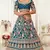 Glamorous Rama Blue Zari, Sequins and Thread Embroidered Slub Silk fabric Lehenga choli for bride