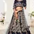 Delightful Navy-blue Zari, Sequins and Thread Embroidered velvet fabric lehenga choli for bride