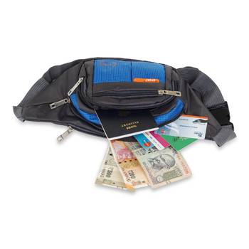 NFI essentials Waist Pack Travel Handy Hiking Zip Pouch Document Money Phone Belt Sport Bag Bum Bag Men and Women (Blue) 3
