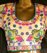 Regular Sleeves Kutch hand Embroidered Multicolour Designer Paded Stitched Blouse