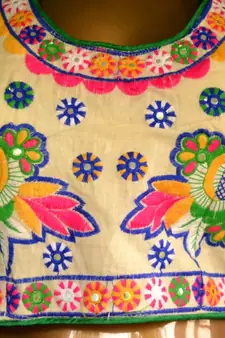 Regular Sleeves Kutch hand Embroidered Multicolour Designer Paded Stitched Blouse