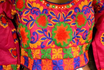 3/4th Kutch hand Embroidered Multicolour Designer Padded Stiched Blouse 2