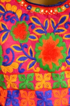 3/4th Kutch hand Embroidered Multicolour Designer Padded Stiched Blouse