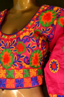 3/4th Kutch hand Embroidered Multicolour Designer Padded Stiched Blouse
