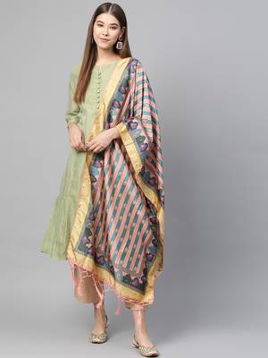 Women Peach Color Digital Print Dupatta 1