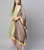Women Peach Color Digital Print Dupatta