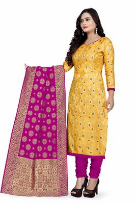yellow art_silk dress-materials 2