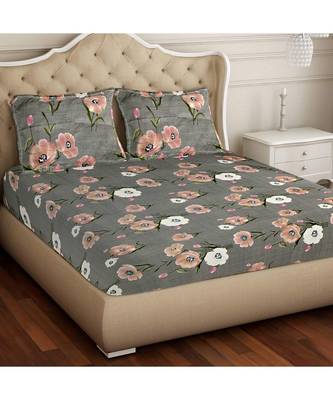 Ridan Cotton Blend Printed Multicolour  Double Bed Sheet With Pillow Cover 1