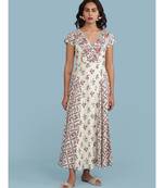 Off White Floral Print Maxi Dress