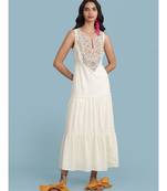 Off White Embroidered Long Dress