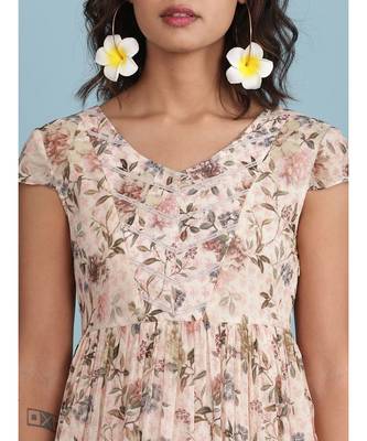 Baby Pink Floral Print Short Sleeve Maxi Dress 5