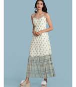 Ecru Printed Strappy Maxi Dress