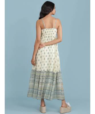 Ecru Printed Strappy Maxi Dress 4