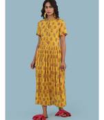 Yellow Floral Print Maxi Dress