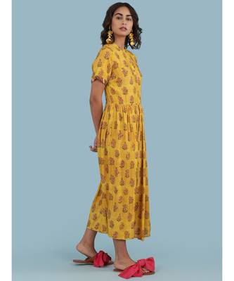 Yellow Floral Print Maxi Dress 3