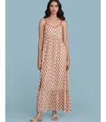 Ecru Floral Print Strappy Maxi Dress