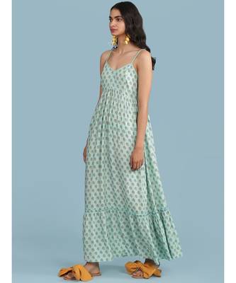 Blue Floral Print Strappy Maxi Dress 2