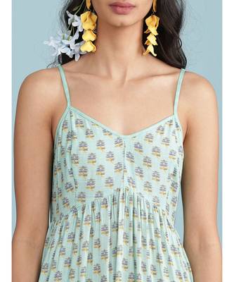 Blue Floral Print Strappy Maxi Dress 5
