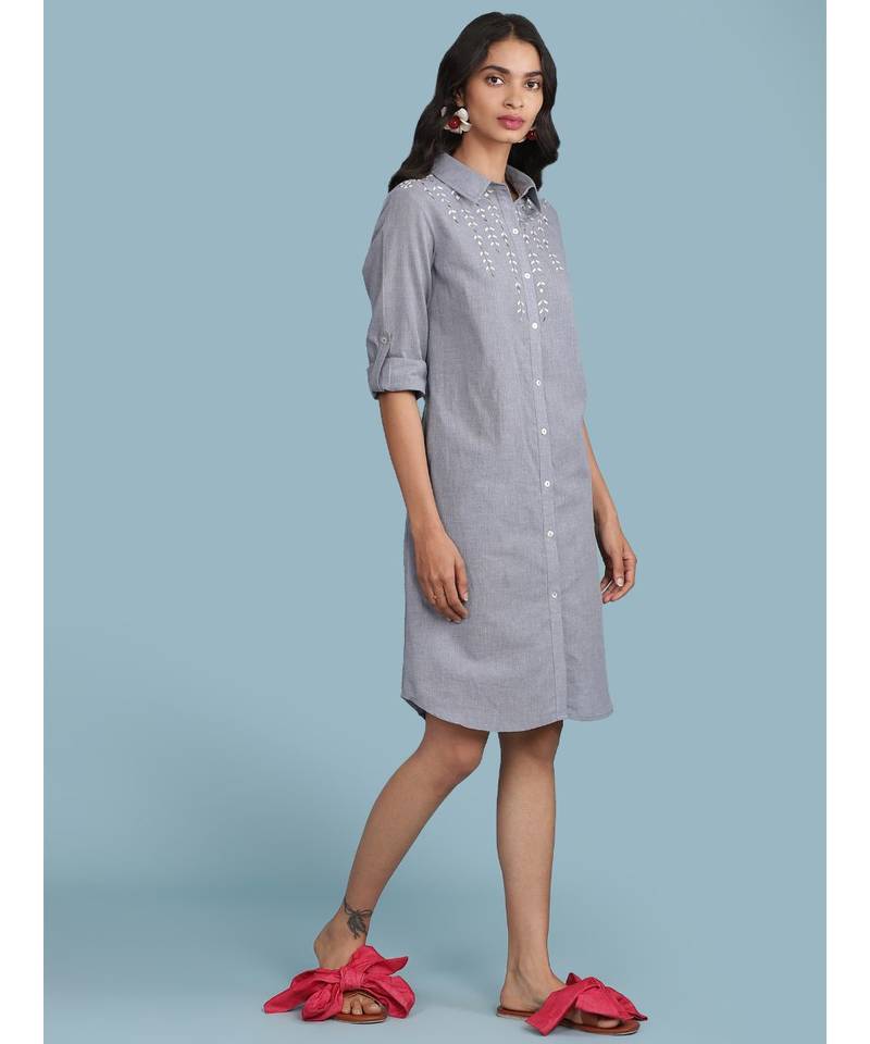Denim Blue Chambray Short Shirt Dress