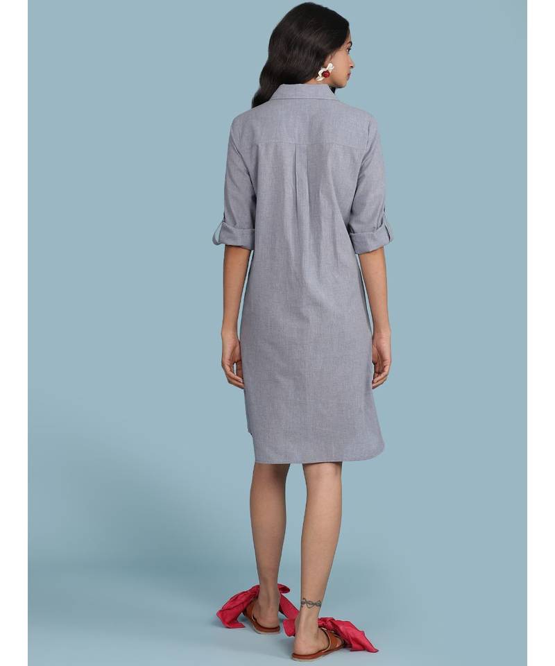 Denim Blue Chambray Short Shirt Dress