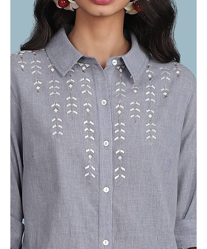 Denim Blue Chambray Short Shirt Dress