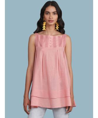 Pink Cotton Sleeveless Top 1