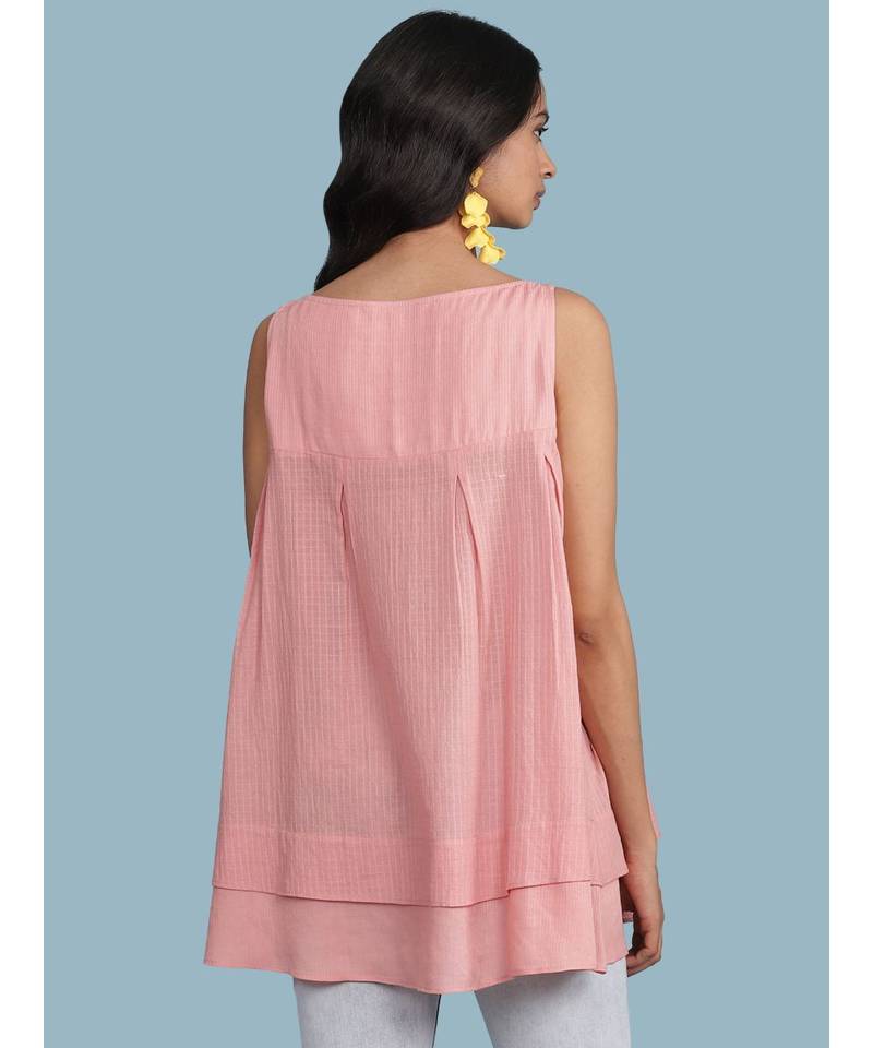 Pink Cotton Sleeveless Top