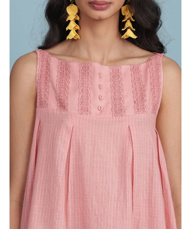 Pink Cotton Sleeveless Top