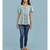Ice Blue Tiered Short Sleeve Round Neck Top