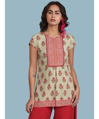 Green Floral Print Short Sleeve Top 1