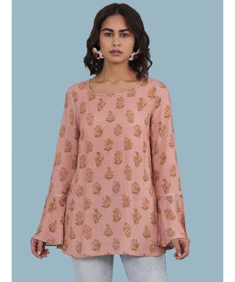 Pink Floral Print Full Sleeve Top 1