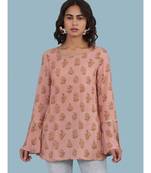 Pink Floral Print Full Sleeve Top