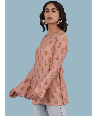 Pink Floral Print Full Sleeve Top 2