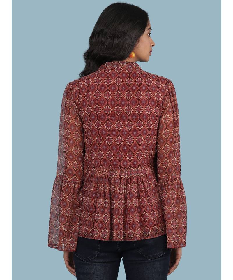Maroon Printed Top