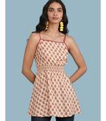 Ecru Floral Print Strappy Top