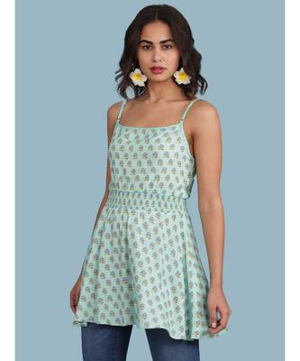 Blue Floral Print Strappy Top 1