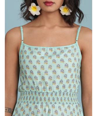 Blue Floral Print Strappy Top 6