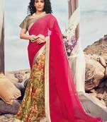 Shaily Women's Multi & Pink Georgette Print Saree