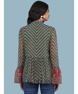 Green Geometric Print Full Sleeve Top 4