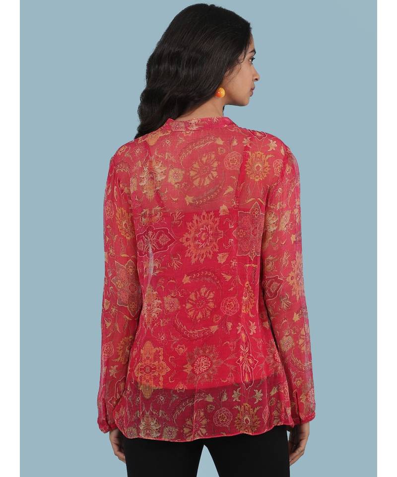 Pink Floral Print Full Sleeve Shirt