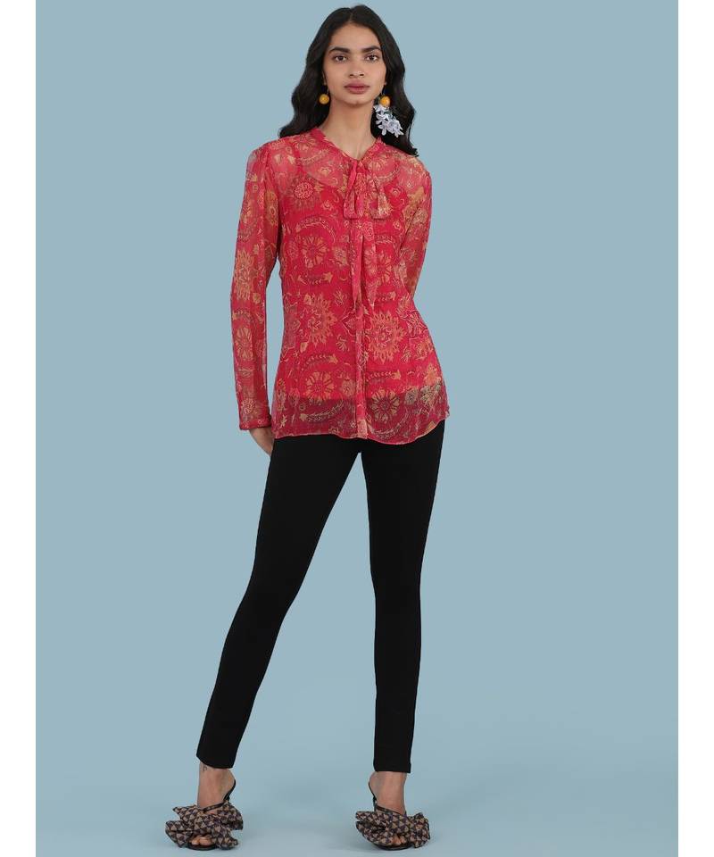 Pink Floral Print Full Sleeve Shirt