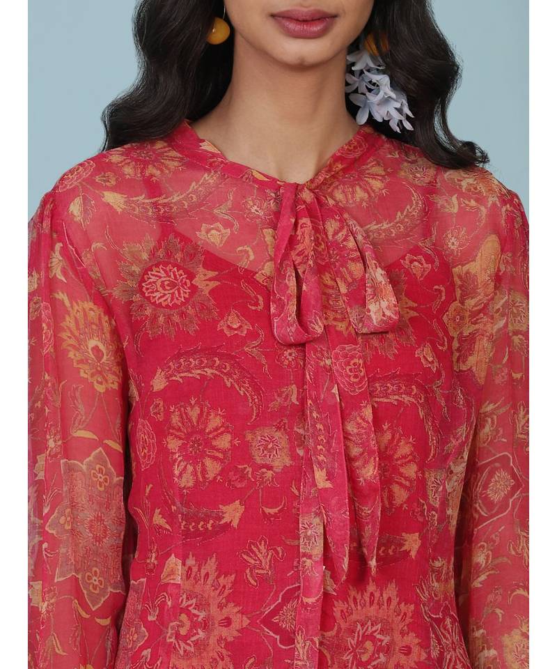 Pink Floral Print Full Sleeve Shirt