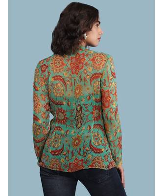 Green Floral Print Full Sleeve Shirt 4