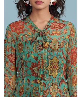 Green Floral Print Full Sleeve Shirt 6