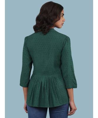 Green Embroidered 3/4 Sleeve Top 4