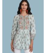 Powder Green Floral Print Kurti