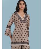Grey Printed 3/4 Sleeve Kurti
