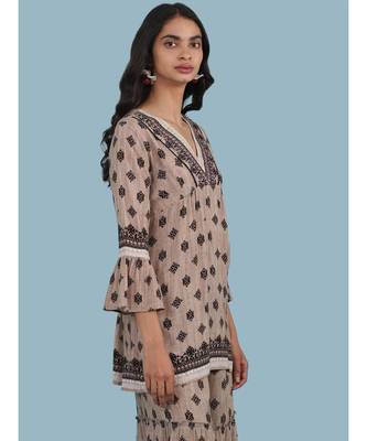 Grey Printed 3/4 Sleeve Kurti 3