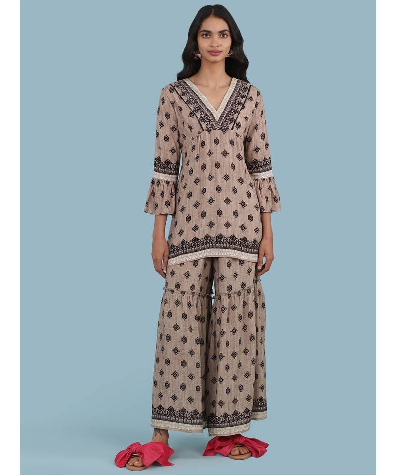 Grey Printed 3/4 Sleeve Kurti