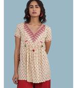 Ecru Printed Cotton Kurti